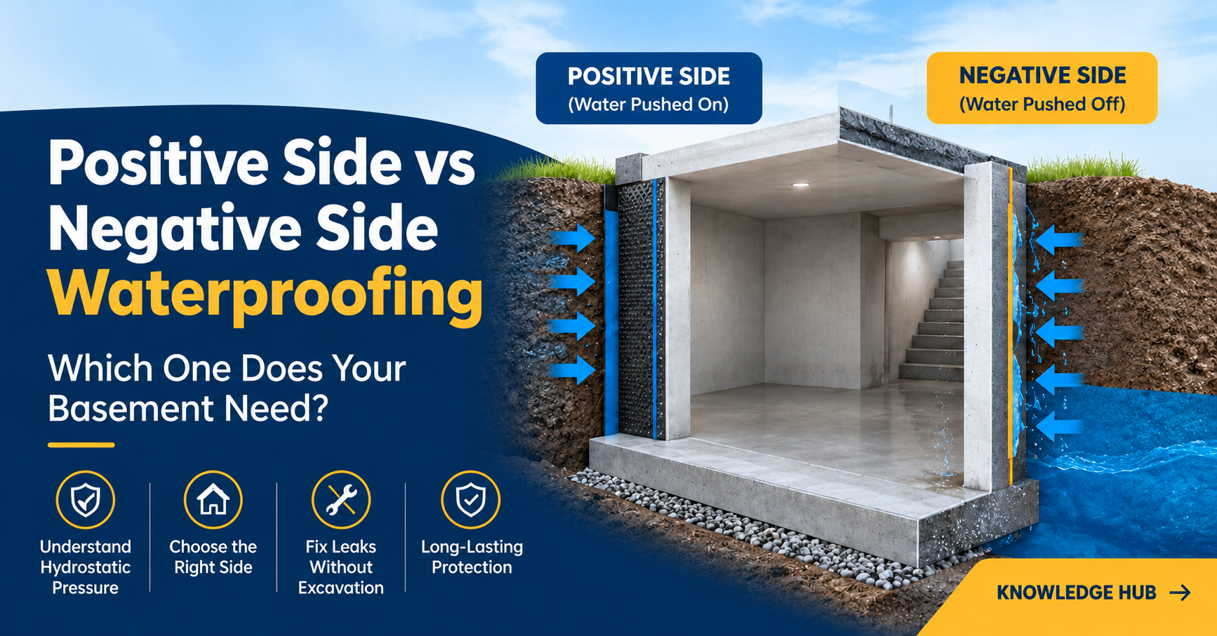 Positive Side vs Negative Side Waterproofing: Which One Does Your Basement Need?